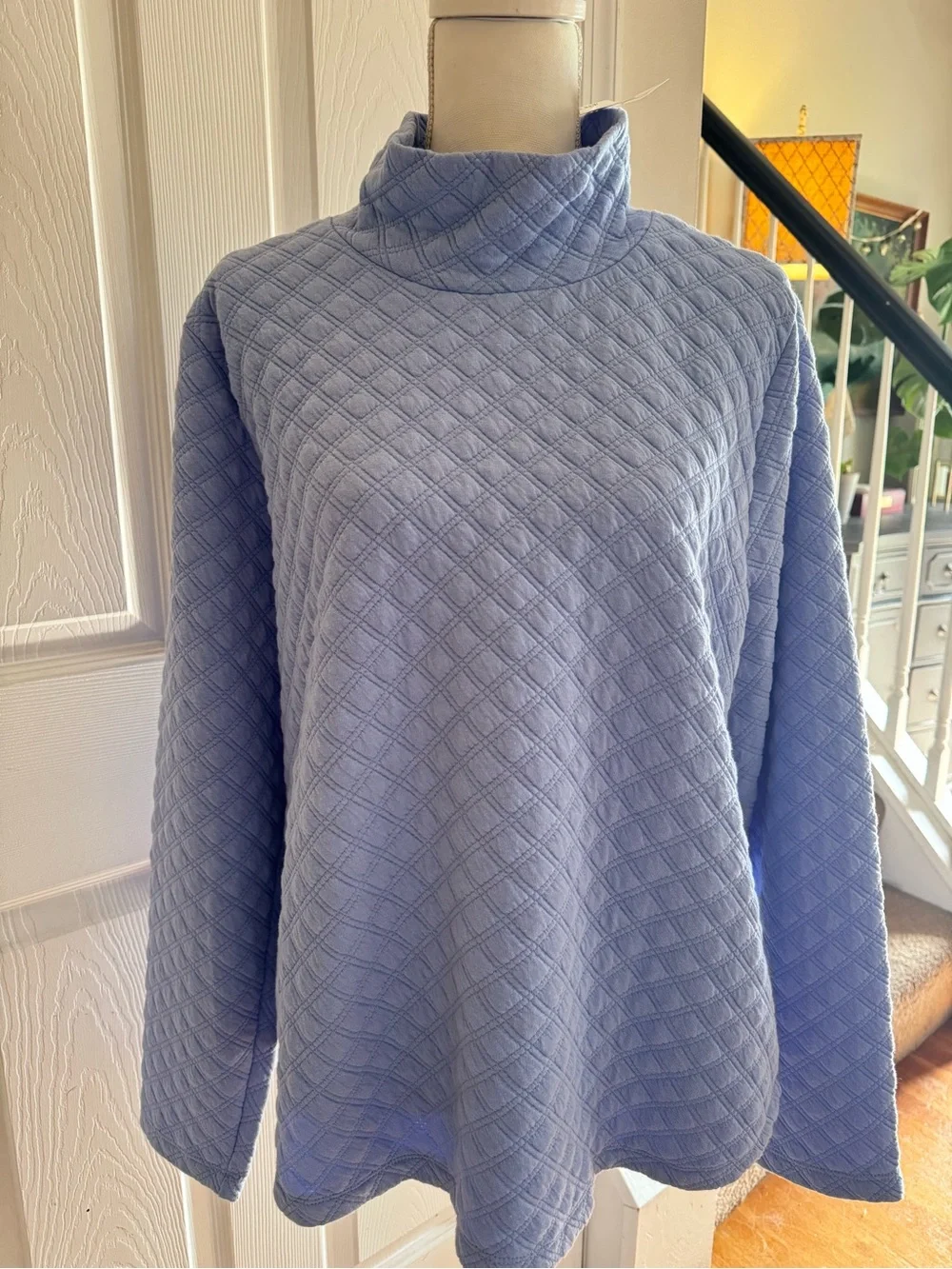 J. Crew Quilted Mockneck Pullover in Fountain Mist Size XL NWT